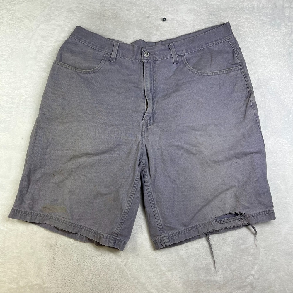 Levi's Carpenter Shorts Men's 35 Gray 11" Inseam Classic Fit Workwear - Flaws